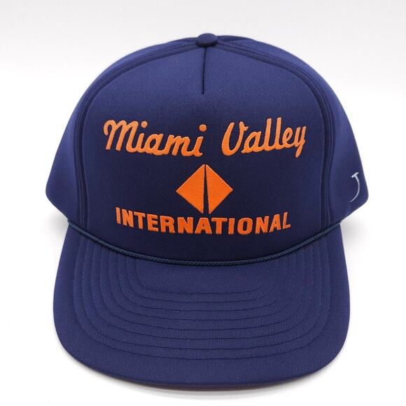 Vintage Miami Valley International Snapback Rope Hat Trucking Foam Cap Blue - Picture 2 of 7